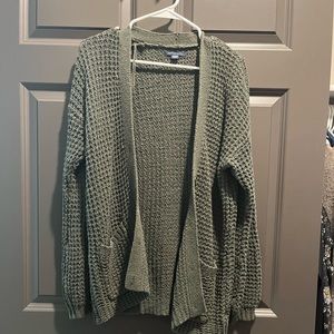 Olive green front button cardigan